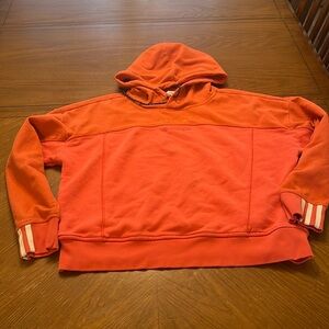 Adidas fleece trim terry cloth oversize drawstring hoodie size XS bright orange